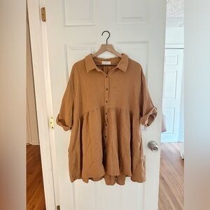 By Together Tan Textured Button-Up
